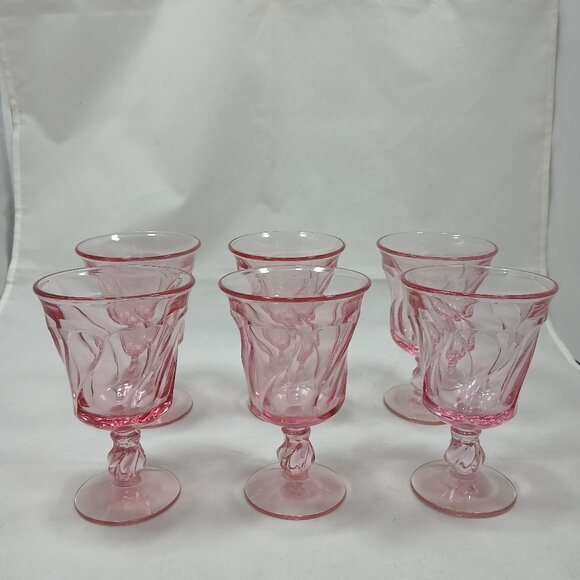 Set of Six (6) Pink Goblets Fostoria Jamestown Goblets - Picture 1 of 8